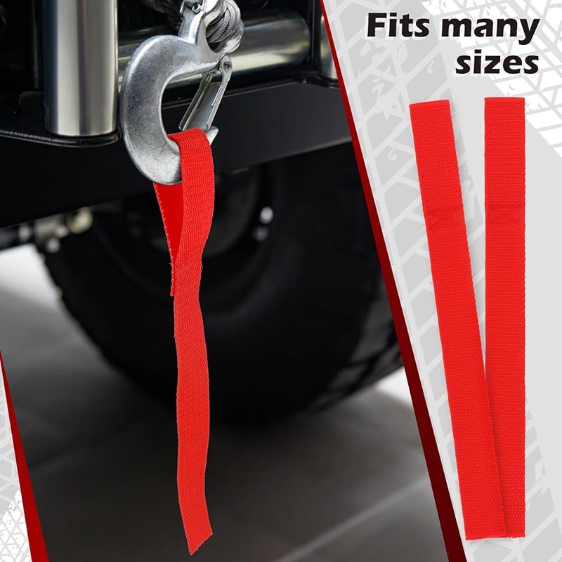 2 Inch 50mm Wide Heavy Duty Red Winch Hook Pull Straps for ATV UTV Truck Marine - Image 2