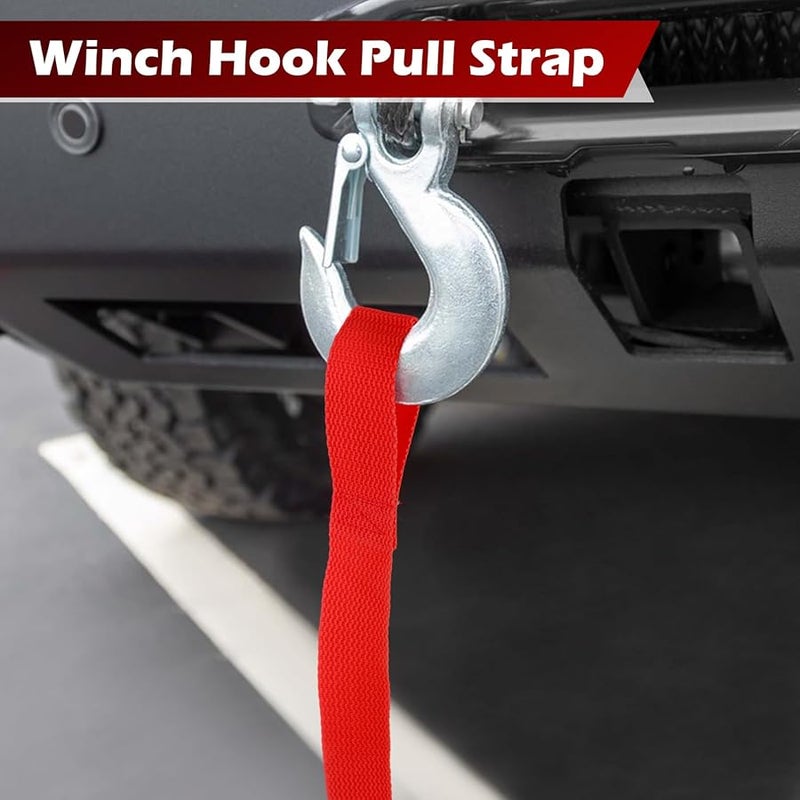 2 Inch 50mm Wide Heavy Duty Red Winch Hook Pull Straps for ATV UTV Truck Marine - Image 4