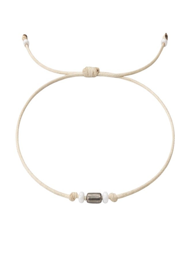 DARSHRAJ 925 Sterling Silver Pipe White Bead Thread Anklet | Handmade Nazariya Foot Band | Adjustable and Comfortable Anklet | Minimal Dainty Foot Jewelry for Women | Girls - Image 1