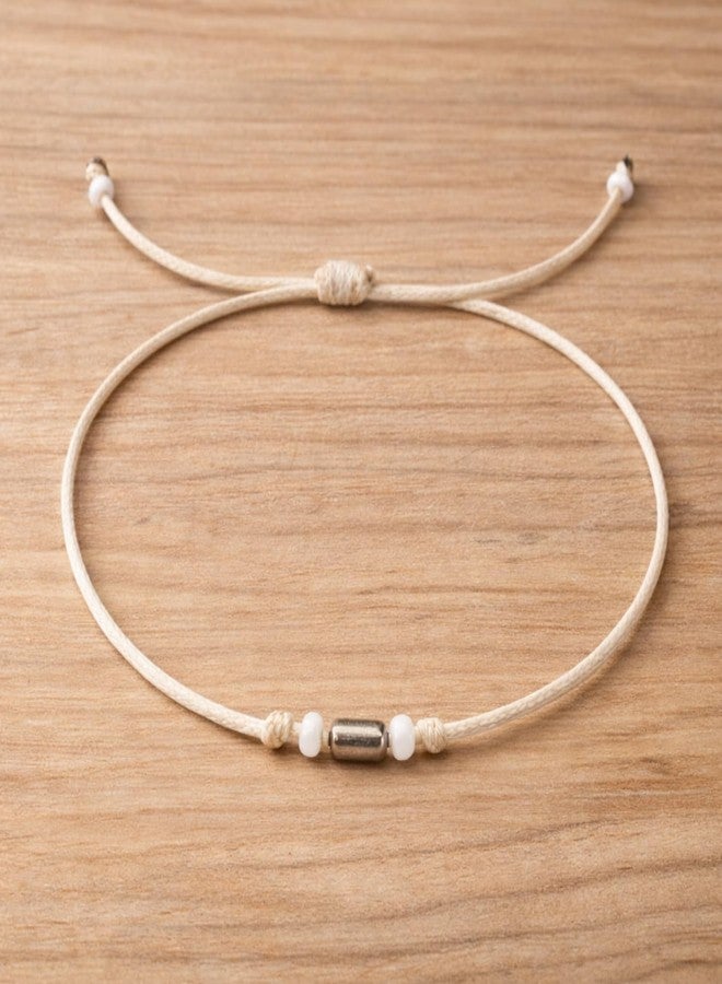 DARSHRAJ 925 Sterling Silver Pipe White Bead Thread Anklet | Handmade Nazariya Foot Band | Adjustable and Comfortable Anklet | Minimal Dainty Foot Jewelry for Women | Girls - Image 5