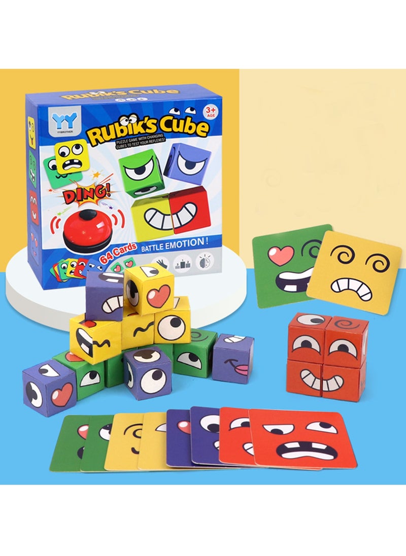 YelaJoy - Children's Face Expression Cube, Fun Parent-Child Table Games, Early Education Puzzle Block Toys, Educational Desktop Interactive Games - Image 1