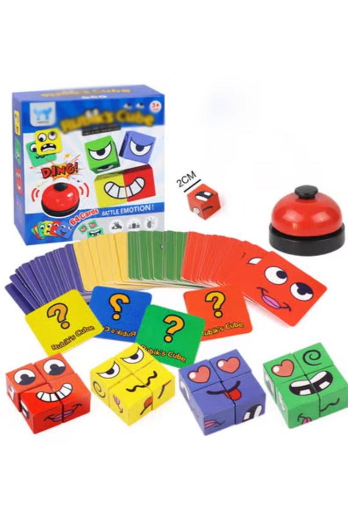 Children's Face Expression Cube, Fun Parent-Child Table Games, Early Education Puzzle Block Toys, Educational Desktop Interactive Games  - Image 1