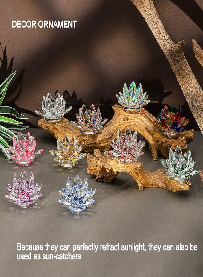 TENGFENG Sparkle Crystal Lotus Flower - 4'' Hue Reflection Clear Crystal Lotus for Feng Shui Home Decor Sun Catcher Ornaments or Paper Weight with Gift Box (100MM) Transparent Pink - Image 4