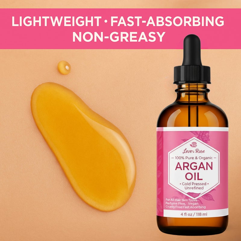 Leven Rose Organic Argan Oil for Hair, Face and Skin - 4 oz 100% Pure Moroccan Cold-Pressed Organic - Image 5