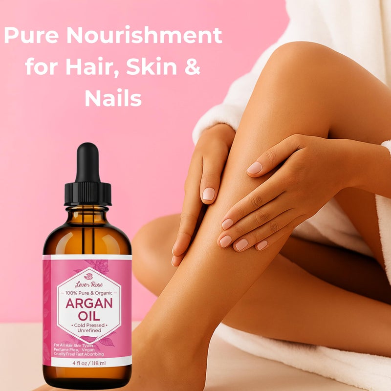 Leven Rose Organic Argan Oil for Hair, Face and Skin - 4 oz 100% Pure Moroccan Cold-Pressed Organic - Image 2