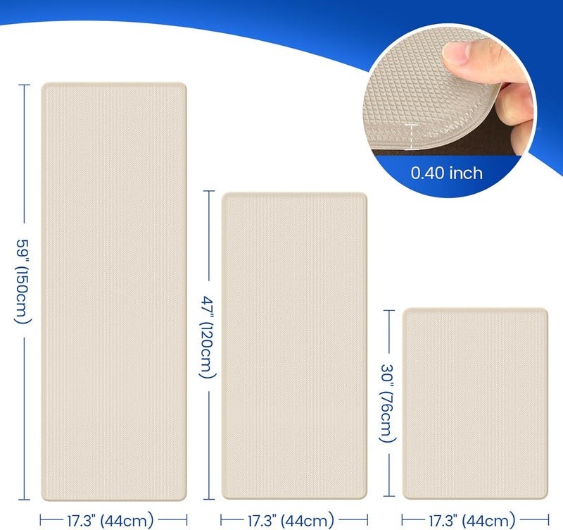 KitchenClouds Kitchen Mats for Floor,3PCS Kitchen Rugs,Non Slip Anti Fatigue Mats for Kitchen Floor,Waterproof Sink Mat,Cushioned Standing and Comfort Mats for Office,Khaki - Image 2