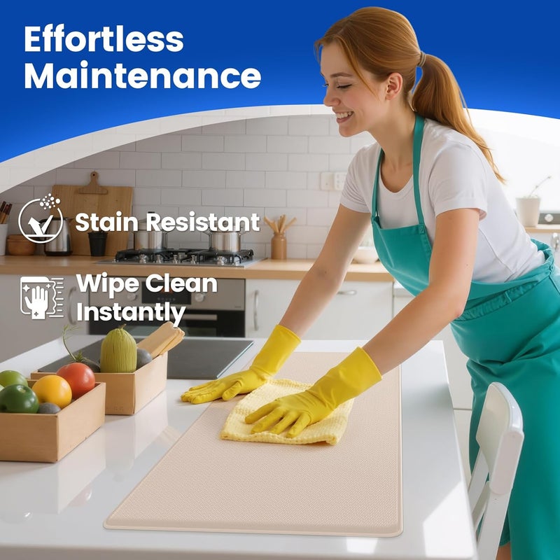KitchenClouds Kitchen Mats for Floor,3PCS Kitchen Rugs,Non Slip Anti Fatigue Mats for Kitchen Floor,Waterproof Sink Mat,Cushioned Standing and Comfort Mats for Office,Khaki - Image 5