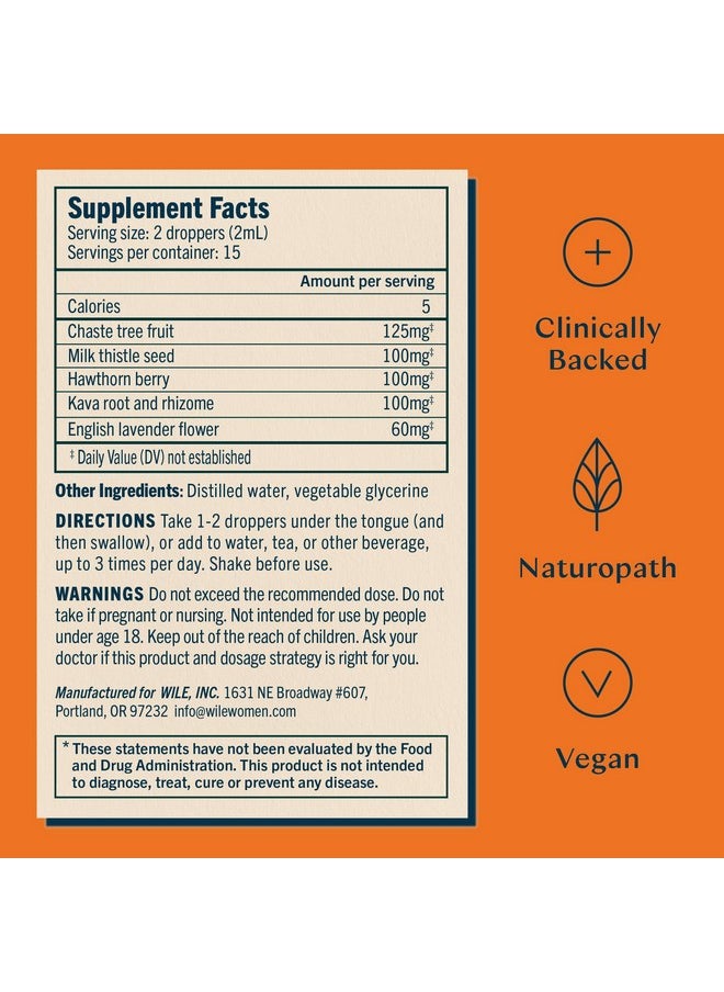 WILE Un-Worry Tincture For Women - Calm, Focus & Mood Support Supplement Liquid With Holy Basil, Bacopa & Reishi, Herbal Perimenopause, Menopause, Hormonal Support Drops For Stress And Anxiety, 1Fl Oz  - Image 3