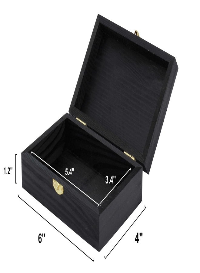 Creative Hobbies Black Wooden Keepsake Box with Gold Clasp - 6″ × 4″ × 2″ Painted Storage Case for Jewelry, Photos, Crafts & Gifts - Image 2