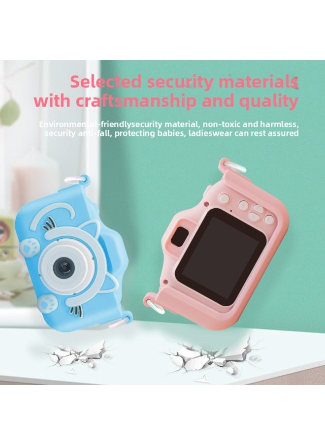 Cat Children's Camera Toy Photographable DSLR Digital Camera HD Boy Girl Baby Gift Camera-Color:X200 Double Photograph-HD Cardless Photograph 2000W Pixel-Blue  - Image 3