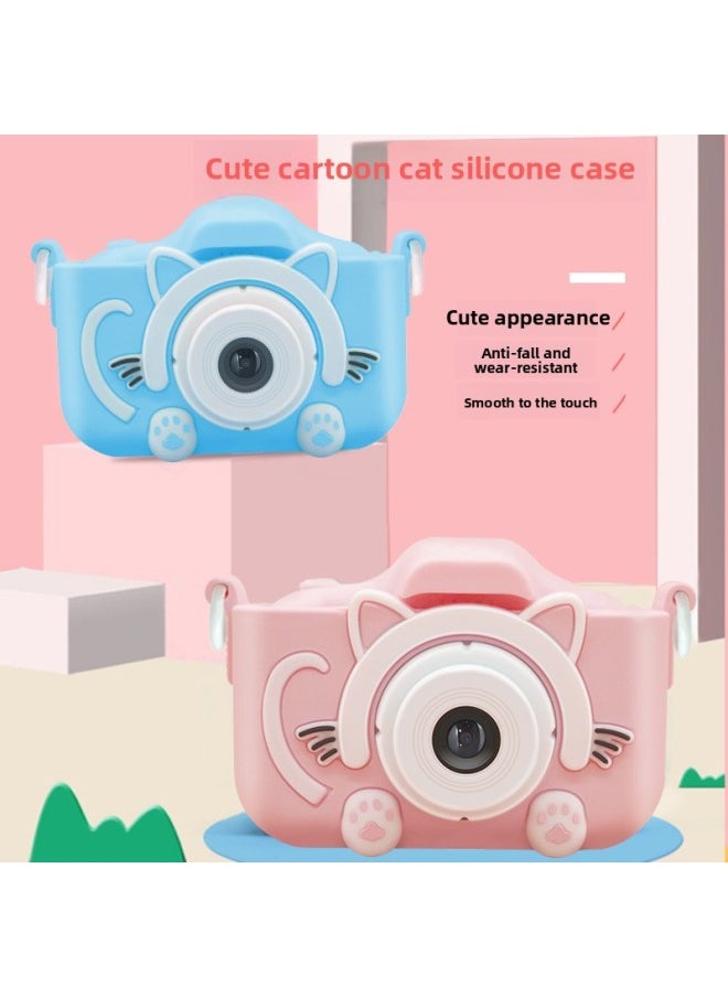 Cat Children's Camera Toy Photographable DSLR Digital Camera HD Boy Girl Baby Gift Camera-Color:X200 Double Photograph-HD Cardless Photograph 2000W Pixel-Blue  - Image 2