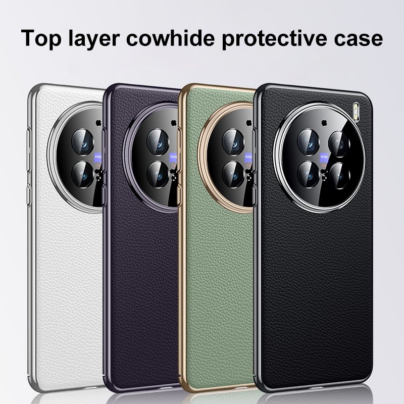 BURAQ Case Cover For vivo X100 Pro Genuine Leather PC Phone Case(Black) - Image 2