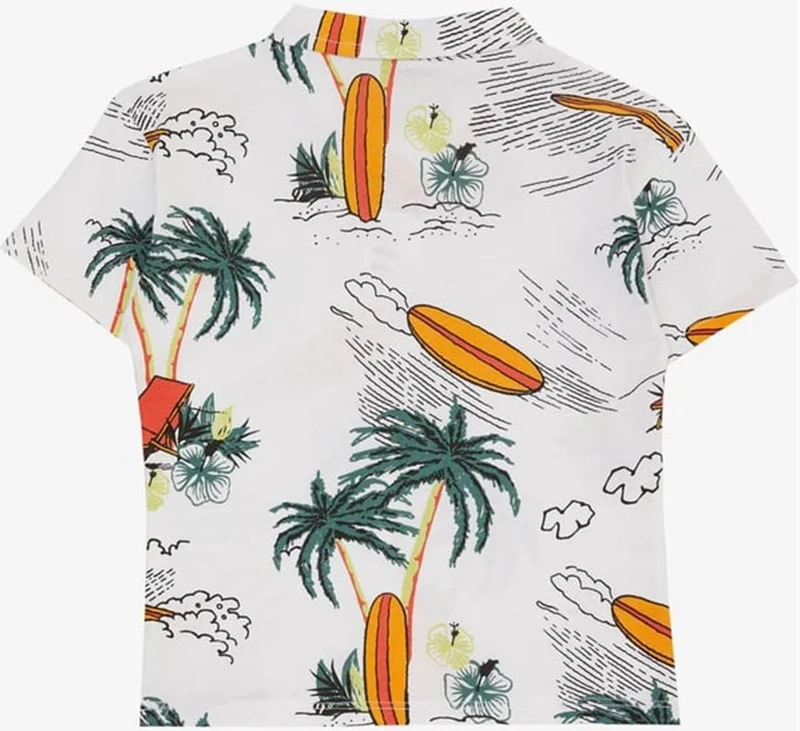 Jack Lions Boy's T-Shirt Summer Themed Palm Tree Patterned 1.5-5 Years Old, White