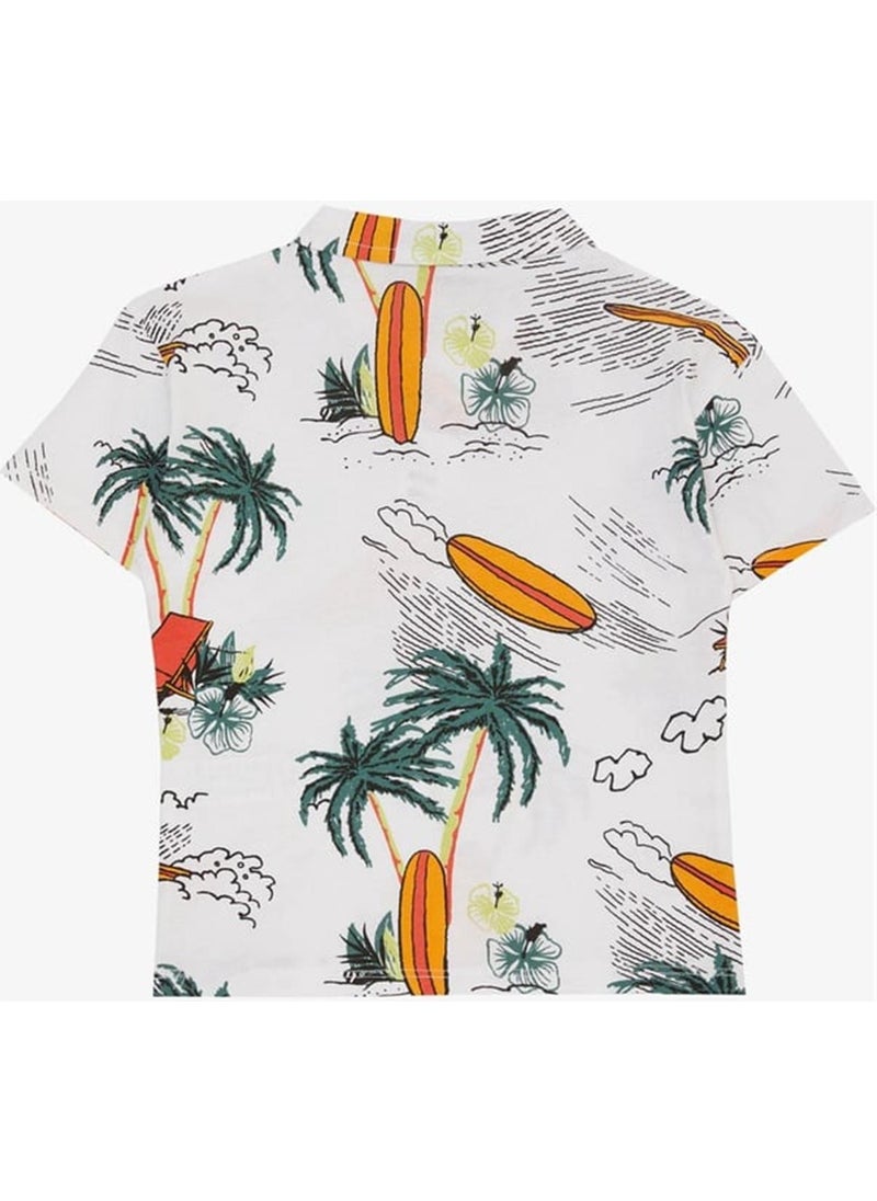 Jack Lions Boy's T-Shirt Summer Themed Palm Tree Patterned 1.5-5 Years Old, White  - Image 4