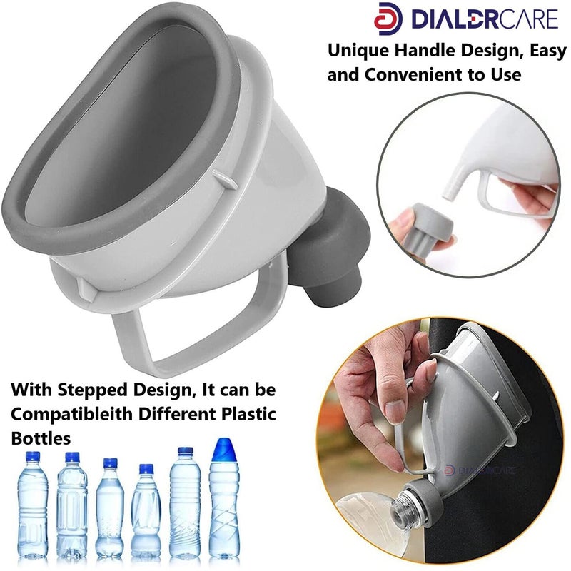DIALDRCARE جهاز قمع بولي محمول قابل لإعادة الاستخدام للجنسين لحالات الطوارئ للجلوس والوقوف للتبول، مناسب للسفر الخارجي، السيارة، المستشفى، المنزل (رمادي) - Image 4