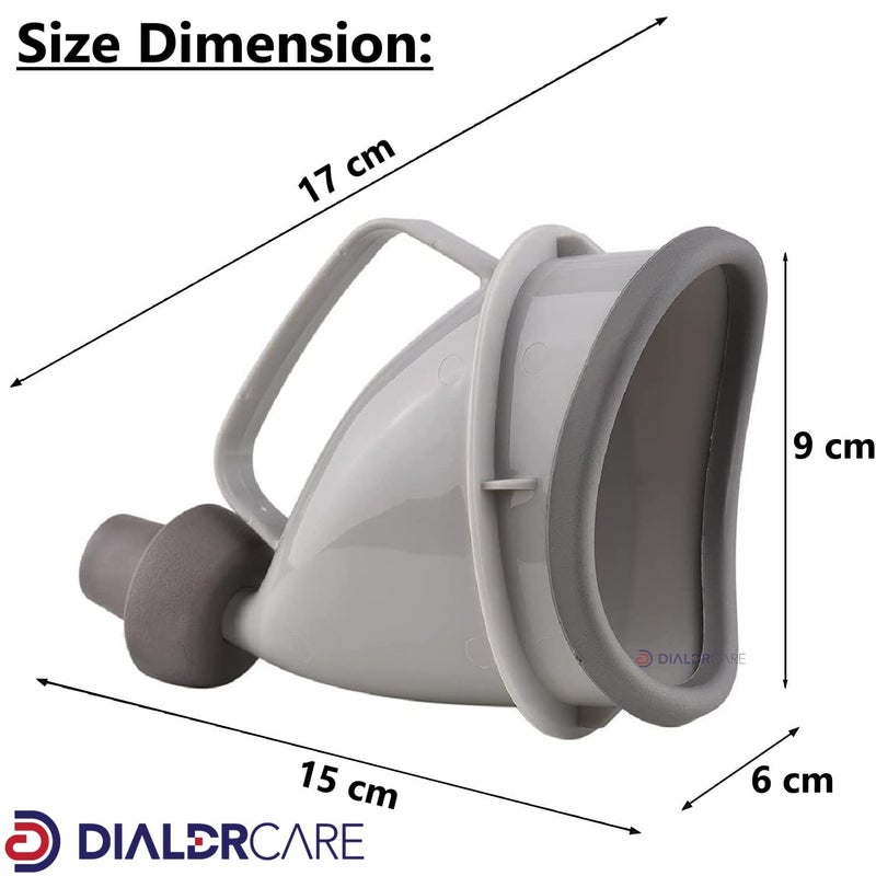 DIALDRCARE جهاز قمع بولي محمول قابل لإعادة الاستخدام للجنسين لحالات الطوارئ للجلوس والوقوف للتبول، مناسب للسفر الخارجي، السيارة، المستشفى، المنزل (رمادي) - Image 2