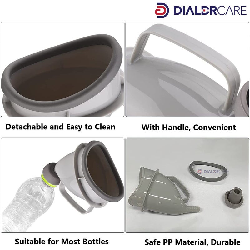 DIALDRCARE جهاز قمع بولي محمول قابل لإعادة الاستخدام للجنسين لحالات الطوارئ للجلوس والوقوف للتبول، مناسب للسفر الخارجي، السيارة، المستشفى، المنزل (رمادي) - Image 3