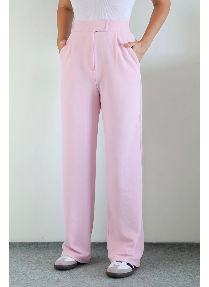 Ritnice Line Women's Lycra Velcro Pink Palazzo Trousers