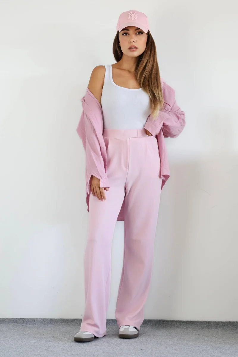 Ritnice Line Women's Lycra Velcro Pink Palazzo Trousers