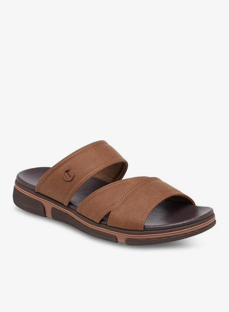 Le Confort BROWN Men Textured Slip-On Comfort Sandals  | Best Price UAE