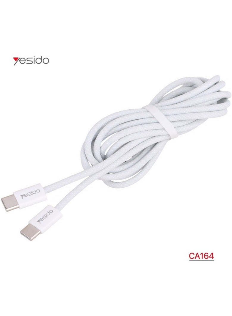 Yesido CA164 Dual Type-C 60W Fast Charging Cable 2.0 Meters White - Image 5