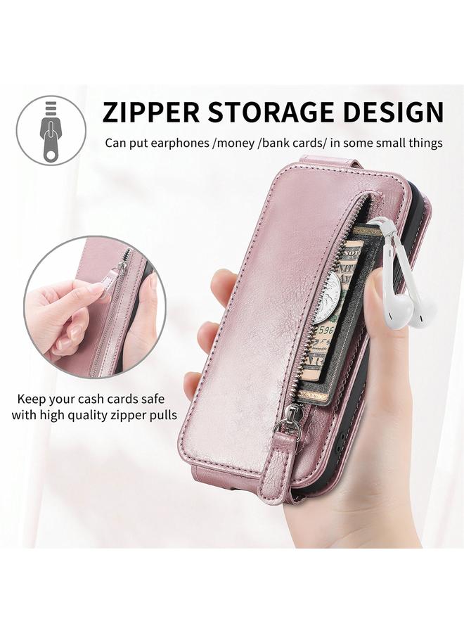 erorex Case For Samsung Galaxy S24 Ultra 5G Zipper Wallet Vertical Flip Leather Phone Case - Image 5