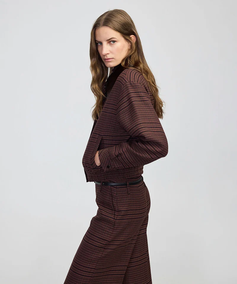Ipekyol  Contrast Collar Checked Jacket for Women | Best Price UAE