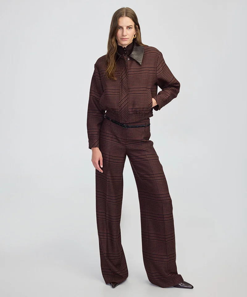 Ipekyol  Contrast Collar Checked Jacket for Women | Best Price UAE