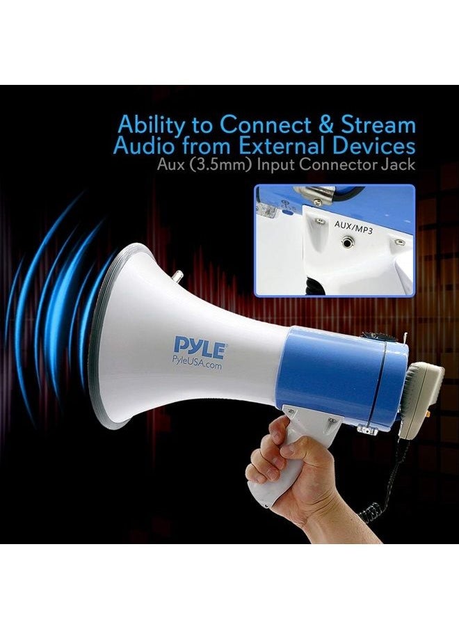 Pyle - Megaphone PA Bullhorn Speaker - Built-in Siren 50 Watts Rechargeable Battery- 10 Sec Record Function for Football Baseball Basketball Cheerleading Fans Coaches or for Safety Drills - (PMP59IR) - Image 1