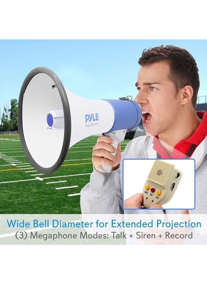 Pyle - Megaphone PA Bullhorn Speaker - Built-in Siren 50 Watts Rechargeable Battery- 10 Sec Record Function for Football Baseball Basketball Cheerleading Fans Coaches or for Safety Drills - (PMP59IR) - Image 1