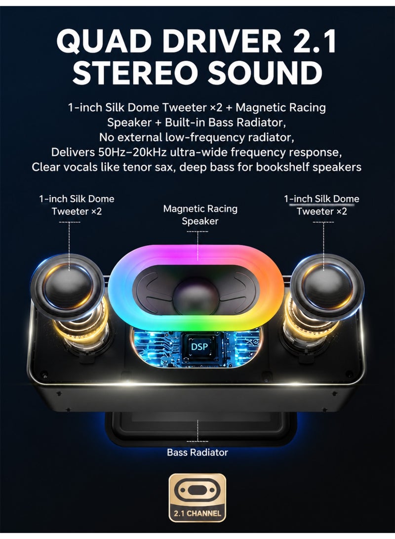 MOLEWHALE Bluetooth Computer Speakers Sound Bar, Wired USB Powered, RGB Rhythm Light Show, Surround Sound Portable PC Desktop Monitor Phone Speaker - Image 4