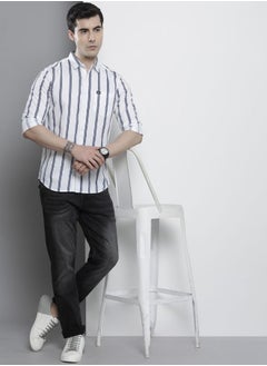 The Indian Garage Co Men Regular Fit Striped Full Sleeves Cutaway Collar Casual Shirt  - Image 5