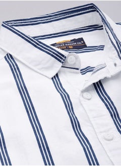 The Indian Garage Co Men Regular Fit Striped Full Sleeves Cutaway Collar Casual Shirt  - Image 4