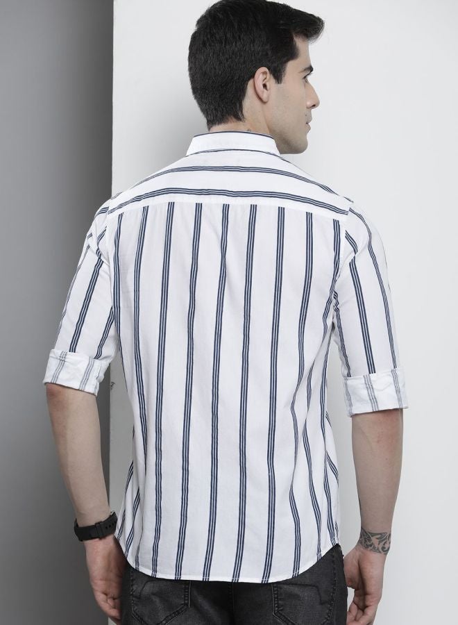 The Indian Garage Co Men Regular Fit Striped Full Sleeves Cutaway Collar Casual Shirt - Image 2