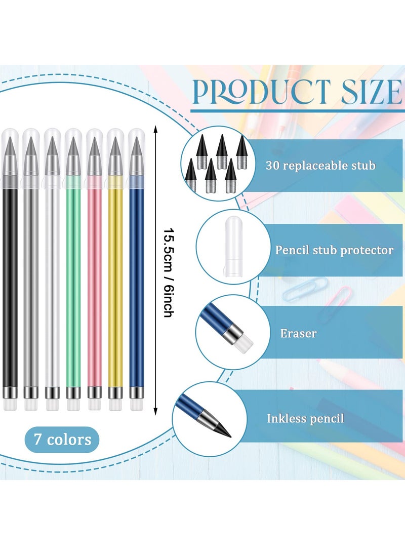 Excefore - Inkless Pencil, 21 Pcs Reusable Everlasting Pencil with Eraser, Colorful Pencils Forever Pencil Set with 30 Pcs Replaceable Graphite Nib for Home School Office Writing Drawing - Image 1
