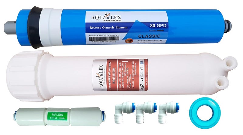 AqualexPokar RO Classic 80 GPD RO Membrane Membrane Housing FR 450 Teflon Tape 3pcs Elbow Support Upto 2500 TDS Suitable for RO Water Purifier - Image 1