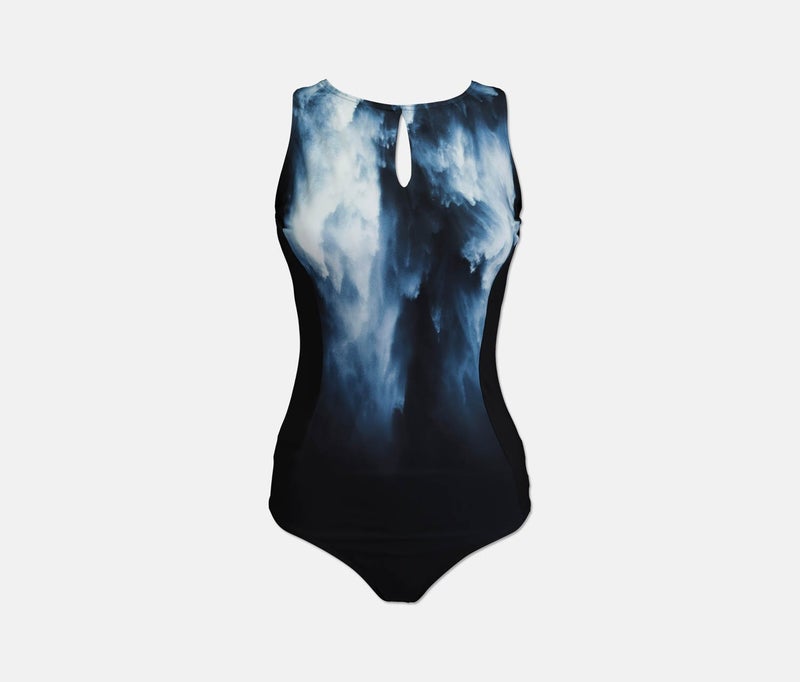 speedo Women Vivashine Printed Swimsuit, Black and White and Grey  - Image 1