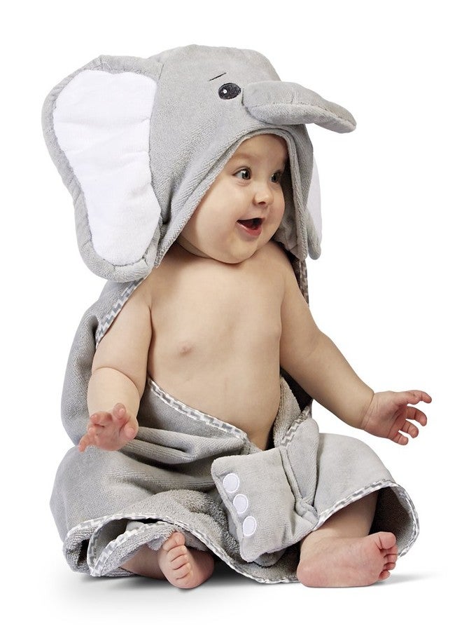 Bearington Collection Bearington Baby Lil' Spout Elephant Hooded Bath Towel, 24" x 24" - Image 1