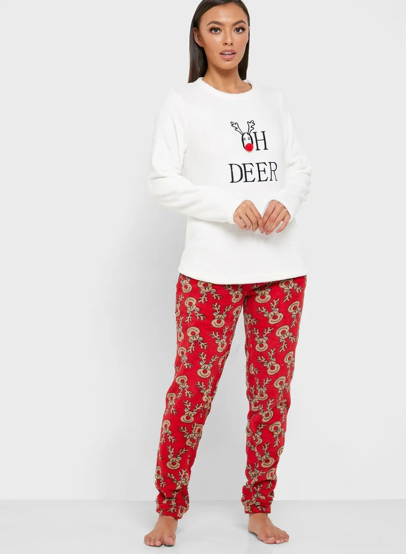 Lounge District Christmas Oh Deer Pyjama Set