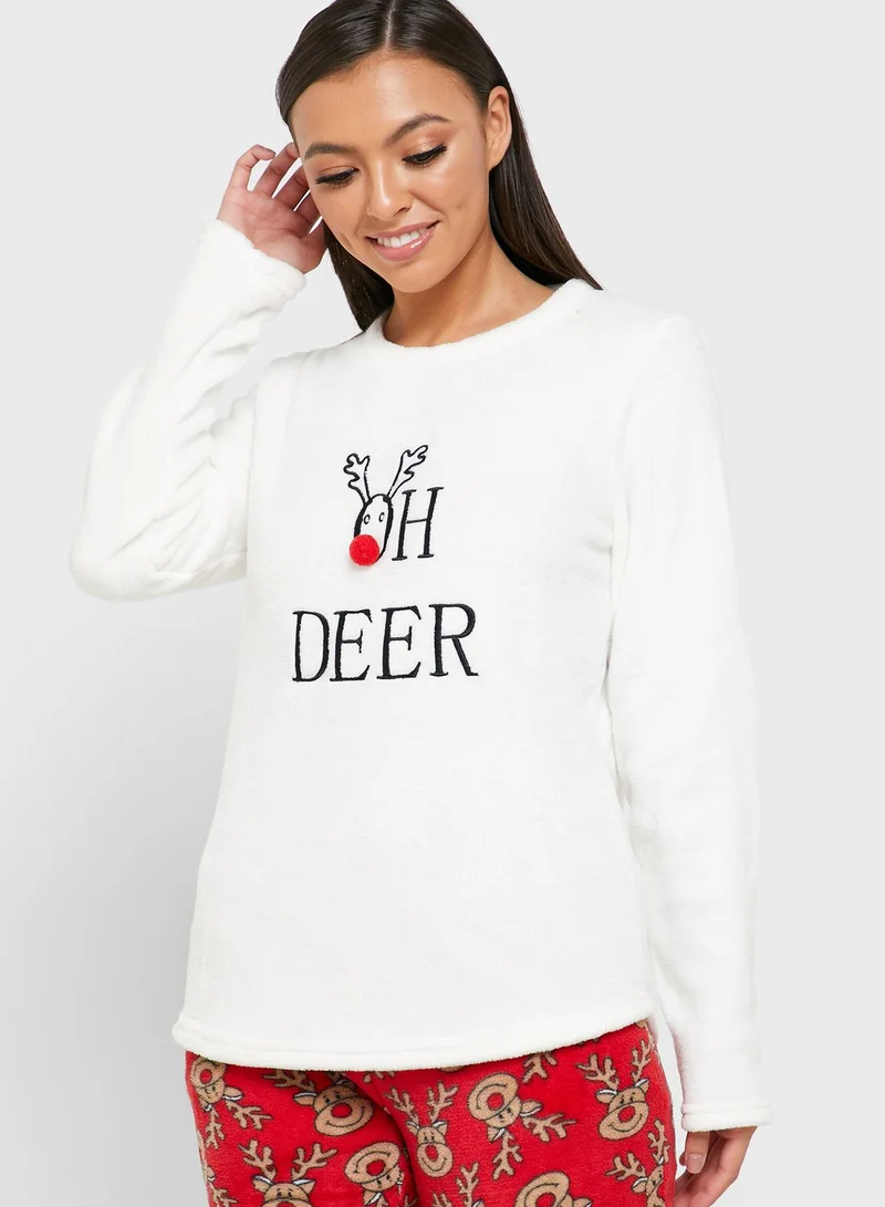 Lounge District Christmas Oh Deer Pyjama Set
