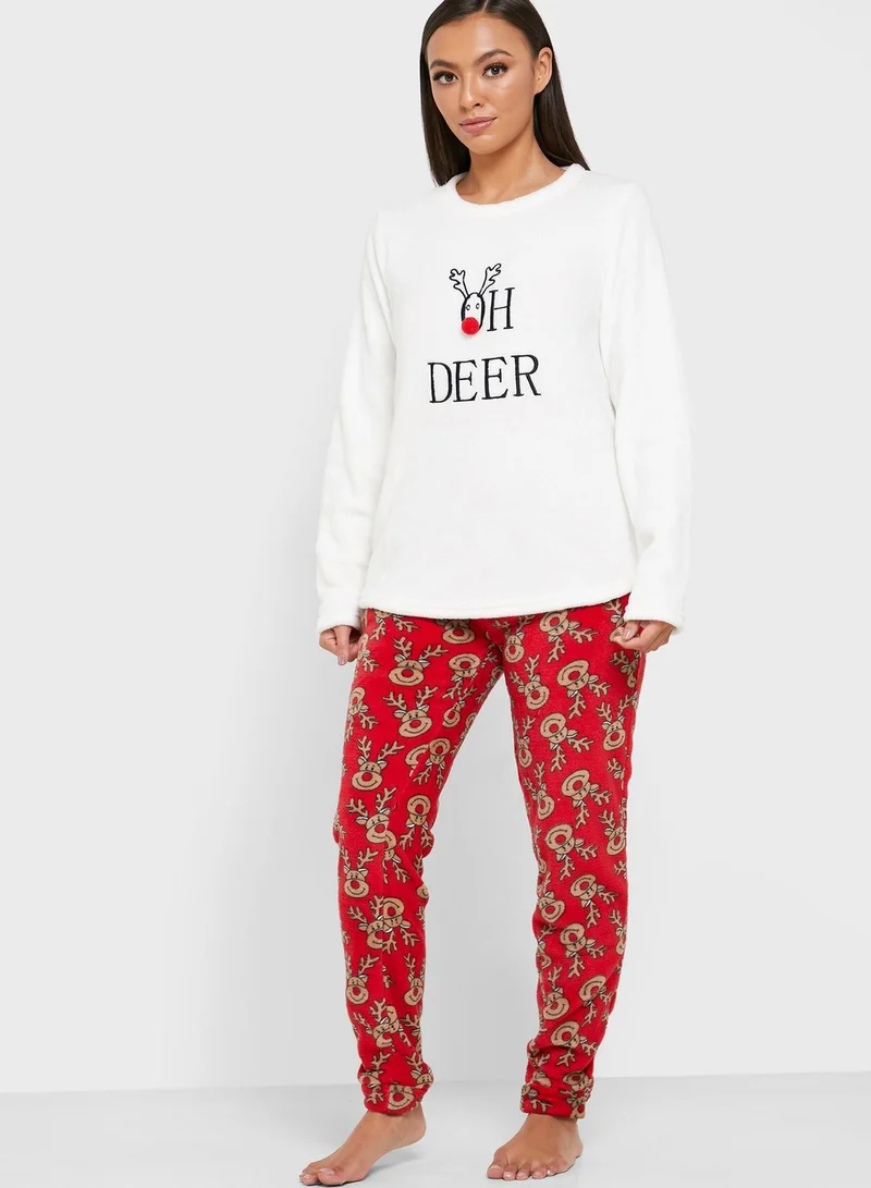 Lounge District Christmas Oh Deer Pyjama Set