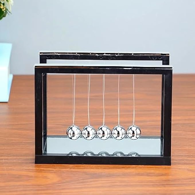 Phefop Newton Balance Balls, Stainless Steel Desk Toy with Mirror, Stress Relief for Office, Home, School - Image 3