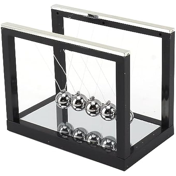 Phefop Newton Balance Balls, Stainless Steel Desk Toy with Mirror, Stress Relief for Office, Home, School - Image 1
