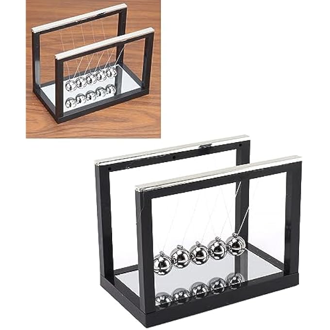 Phefop Newton Balance Balls, Stainless Steel Desk Toy with Mirror, Stress Relief for Office, Home, School - Image 4