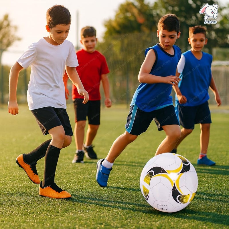 Storio كرة القدم، الحجم 5، مطاط مصبوب مع مثانة بيوتل، كرة تدريب للمبتدئين، للاستخدام الخارجي - Image 2