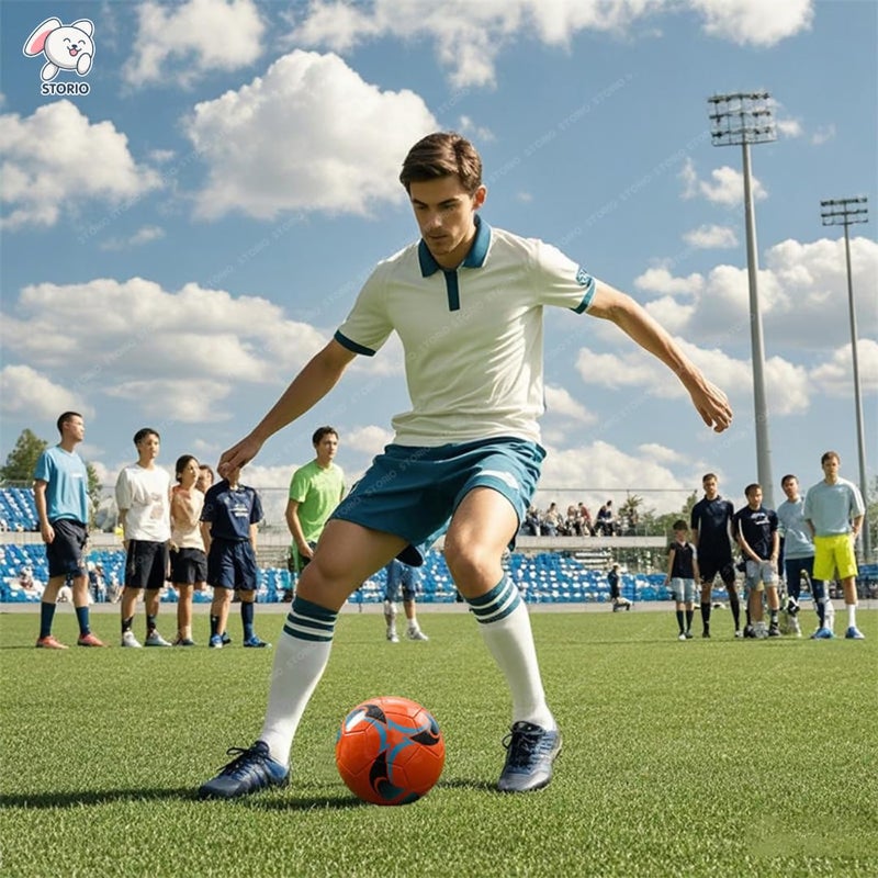 Storio كرة القدم، الحجم 5، مطاط مصبوب مع مثانة بيوتل، كرة تدريب للمبتدئين، للاستخدام الخارجي - Image 5