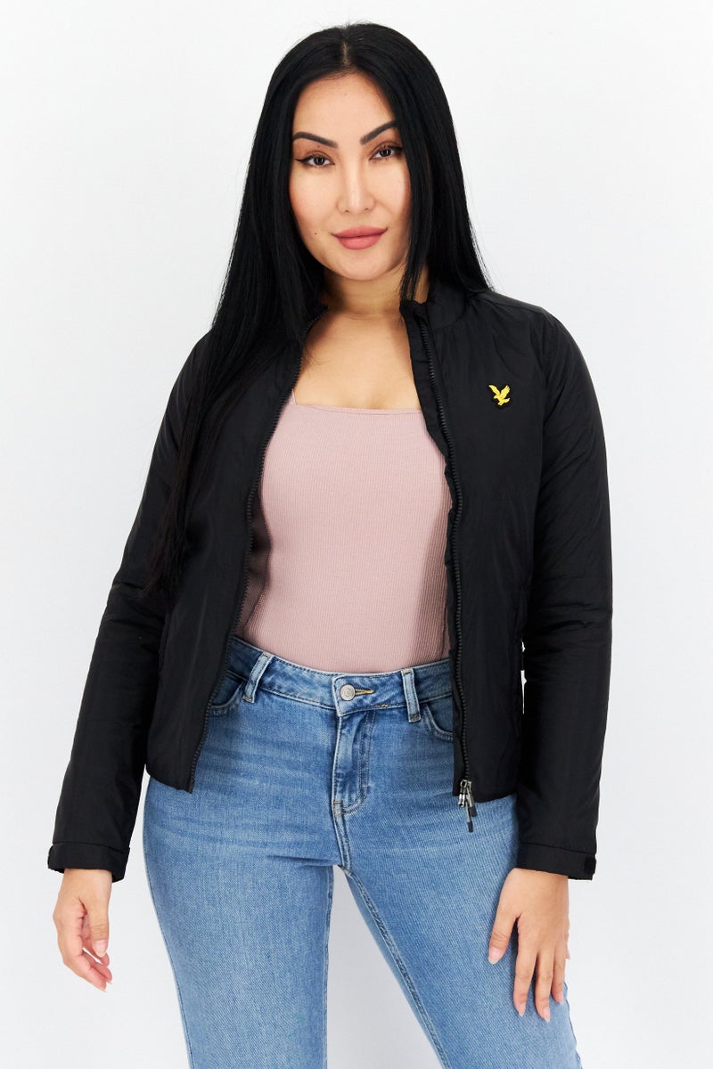Lyle & Scott Women Brand Logo Windbreaker Jackets, Black - Image 1