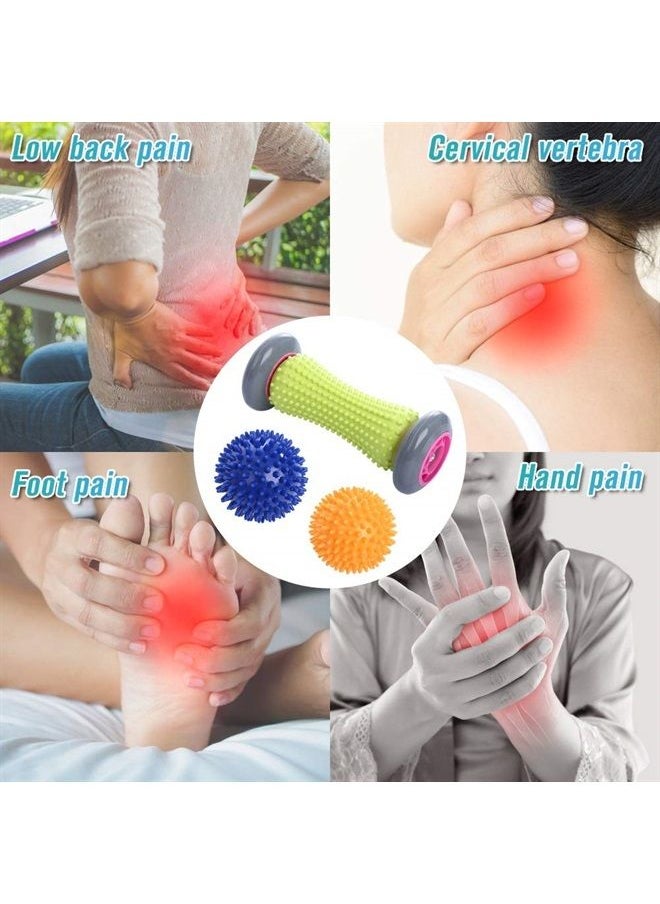 TOBREFE Ryson Foot Roller Massage Ball for Relief Plantar Fasciitis and Reflexology Massager for Deep Tissue Acupresssure Recovery for PLA Relax Foot Back Leg Hand Tight Muscle, 1 roller and 2 Spiky Balls  - Image 4