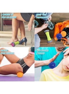 TOBREFE Ryson Foot Roller Massage Ball for Relief Plantar Fasciitis and Reflexology Massager for Deep Tissue Acupresssure Recovery for PLA Relax Foot Back Leg Hand Tight Muscle, 1 roller and 2 Spiky Balls  - Image 2