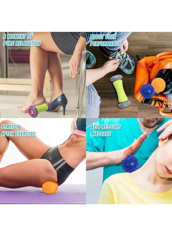 TOBREFE Ryson Foot Roller Massage Ball for Relief Plantar Fasciitis and Reflexology Massager for Deep Tissue Acupresssure Recovery for PLA Relax Foot Back Leg Hand Tight Muscle, 1 roller and 2 Spiky Balls  - Image 2